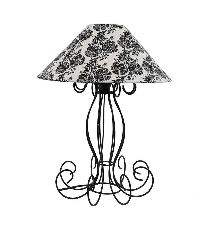 Buy Spiral Black Table Lamp with Filigree Print Shade by Tu Casa Online