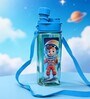 Space Boy Printed Plastic Water Bottle with Straw & Strap, 600 ml
