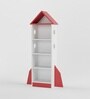 SpaceChamp Kids Bookshelf in White & Red Colour
