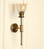 Spacer Wall Lamp Brass Antique Finish with Cup Crackled Glass Golden Luster Shade