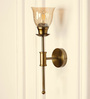Spacer Wall Lamp Brass Antique Finish with Cup Crackled Glass Golden Luster Shade