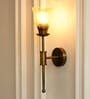 Spacer Wall Lamp Brass Antique Finish with Cup Crackled Glass Golden Luster Shade