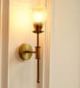 Spacer Wall Lamp Brass Antique Finish with Cup Crackled Glass Golden Luster Shade