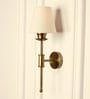 Spacer Wall Lamp Brass Antique Finish with Off White Lampshade