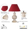 Spacio Maroon Cottan Fabric Shade Night Lamp With Wood Base
