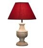 Spacio Maroon Cottan Fabric Shade Night Lamp With Wood Base