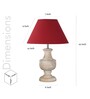 Spacio Maroon Cottan Fabric Shade Night Lamp With Wood Base