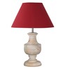 Spacio Maroon Cottan Fabric Shade Night Lamp With Wood Base