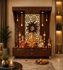 Spacious Wooden Pooja Mandir with Backlit Om Design and Storage