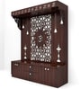 Spacious Wooden Pooja Mandir with Backlit Om Design and Storage