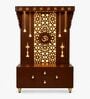 Spacious Wooden Pooja Mandir with Backlit Om Design and Storage