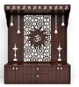 Spacious Wooden Pooja Mandir with Backlit Om Design and Storage