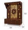Spacious Wooden Pooja Mandir with Backlit Om Design and Storage