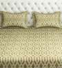 Gold Geometric 144 TC Cotton King Sized Double Bedsheet with 2 Pillow Covers