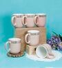 Sparkle 200 ml Pink Porcelain Tea Cup (Set of 6)