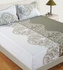 White Traditional 144 TC Cotton Queen Sized Bed Sheets with 2 Pillow Covers