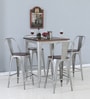 Spaulding Metal Bar Table Set in Silver Finish With 4 Chairs