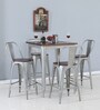 Spaulding Metal Bar Table Set in Silver Finish With 4 Chairs