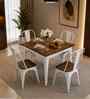 Spaulding Metallic 4 Seater Dining Set In White Colour