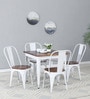 Spaulding Metallic 4 Seater Dining Set In White Colour