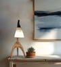 Species Brown Wooden Table Lamp with White Jute Lampshade