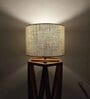 Spectre Wooden Floor Lamp with Brown Base and Jute Fabric Lampshade