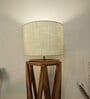 Spectre Wooden Floor Lamp with Brown Base and Jute Fabric Lampshade