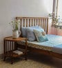 Spindle Teak Wood Queen Size Bed in Natural Finish