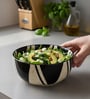 Cream And Black Splash Serving Bowl