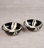 (Set Of 2) Splash Stoneware Snack Bowl (Black & White)