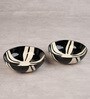 (Set Of 2) Splash Stoneware Snack Bowl (Black & White)