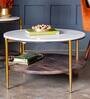 Splinder Metal Coffee Table in White & Natural Finish
