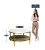 Splinder Metal Coffee Table in White & Natural Finish