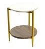 Splinder Metal End Table in White & Natural Finish