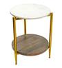 Splinder Metal End Table in White & Natural Finish