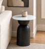 Spoleto Round Side Table in Black Finish With Marble Top Spoleto Round Side Table in Black Finish With Marble Top