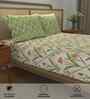 Spring Sage Green Floral 144 Tc Cotton Double Bedsheet With 2 Pillow Covers