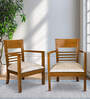 Spring Teak Wood Arm Chair In Teak Finish (Set of 2)