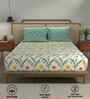 Spring Turquoise Floral 144 Tc Cotton Double Bedsheet With 2 Pillow Covers