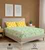 Sprinkle Soft Green Floral 144 Tc Cotton Double Bedsheet With 2 Pillow Covers