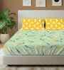 Sprinkle Soft Green Floral 144 Tc Cotton Double Bedsheet With 2 Pillow Covers