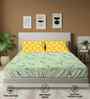 Sprinkle Soft Green Floral 144 Tc Cotton King Bedsheet With 2 Pillow Covers