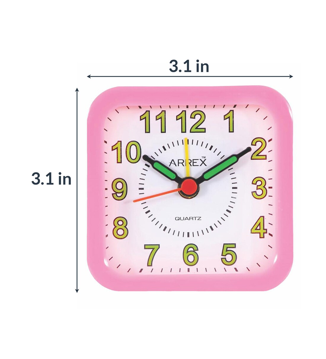 Buy Square Analog Alarm Table Clock in Pink by Arrex Online Kids