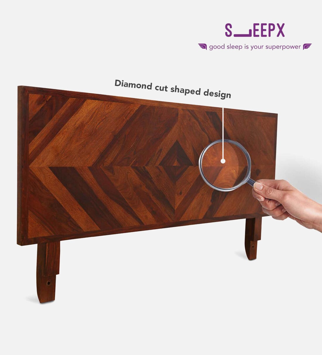 Buy Square Diamond King Size Bed With Drawer Storage In Honey Finish By