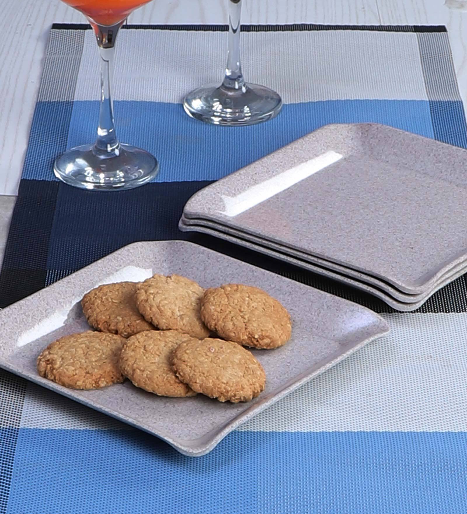 Buy Square Grey 7 Inch Melamine (Set of 4) Appetizer Platter at 18 OFF