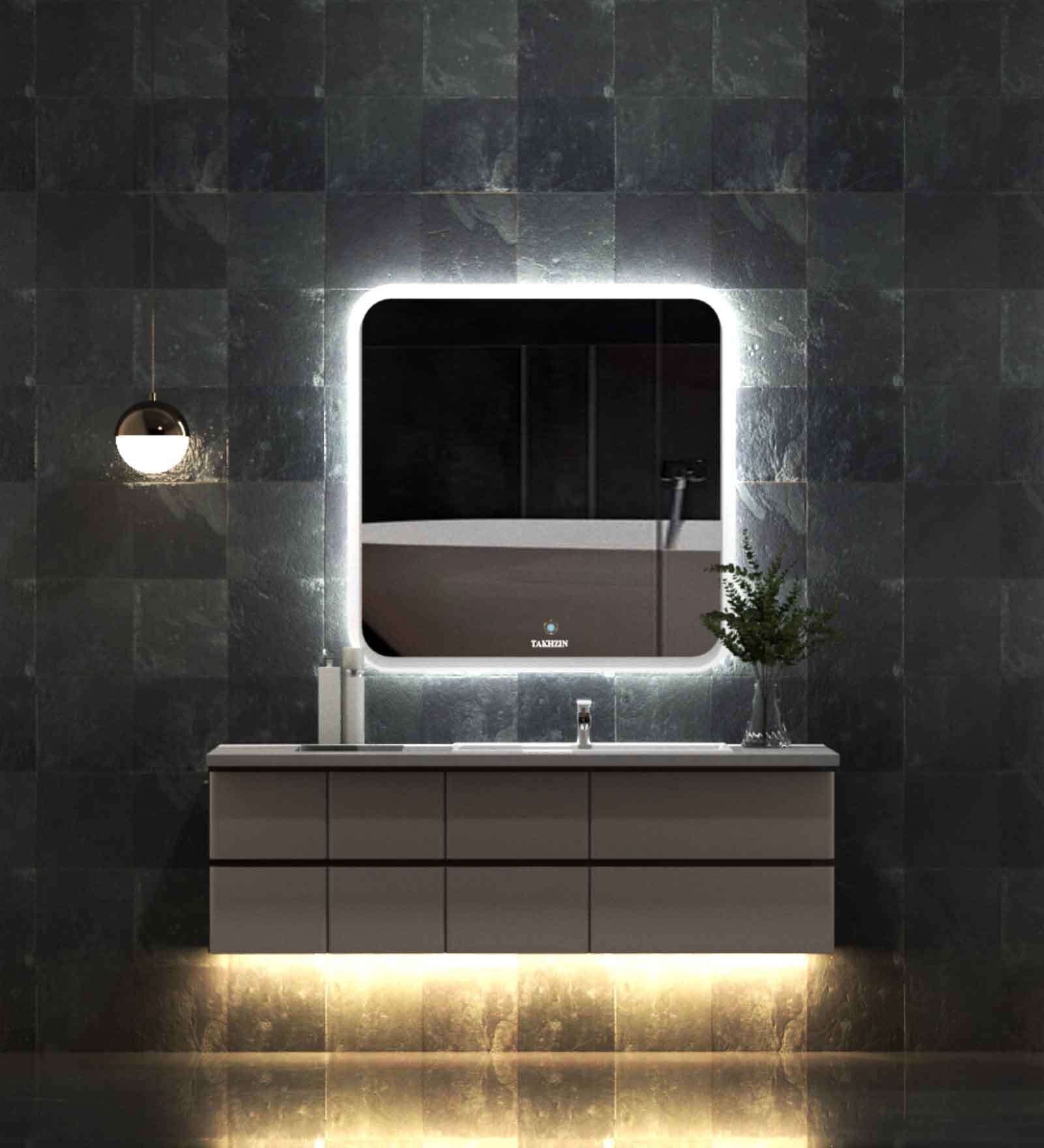 Square Backlit Multicolour Glass Led Wall Mirror