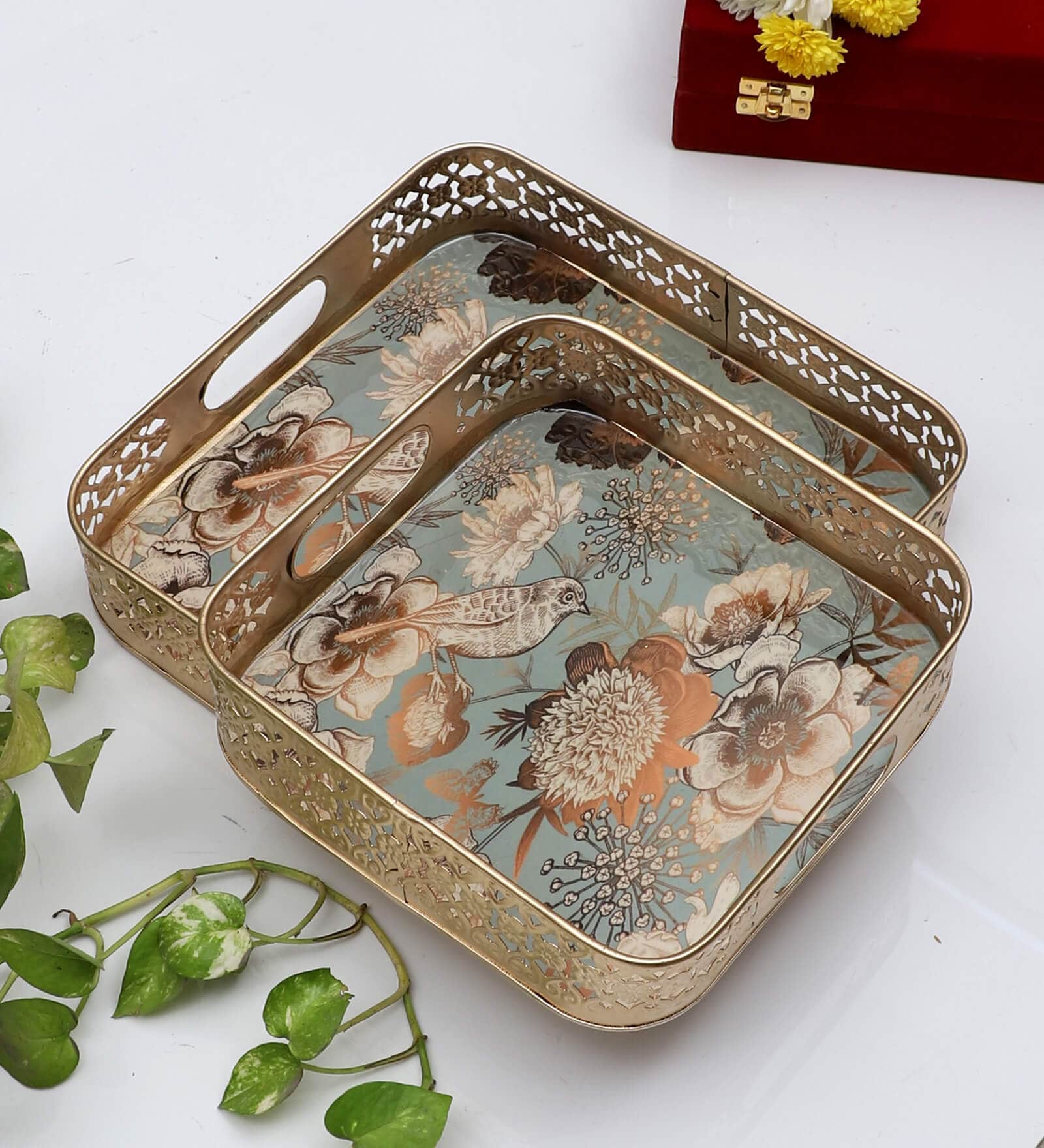 Square FLower Tray Set of 2