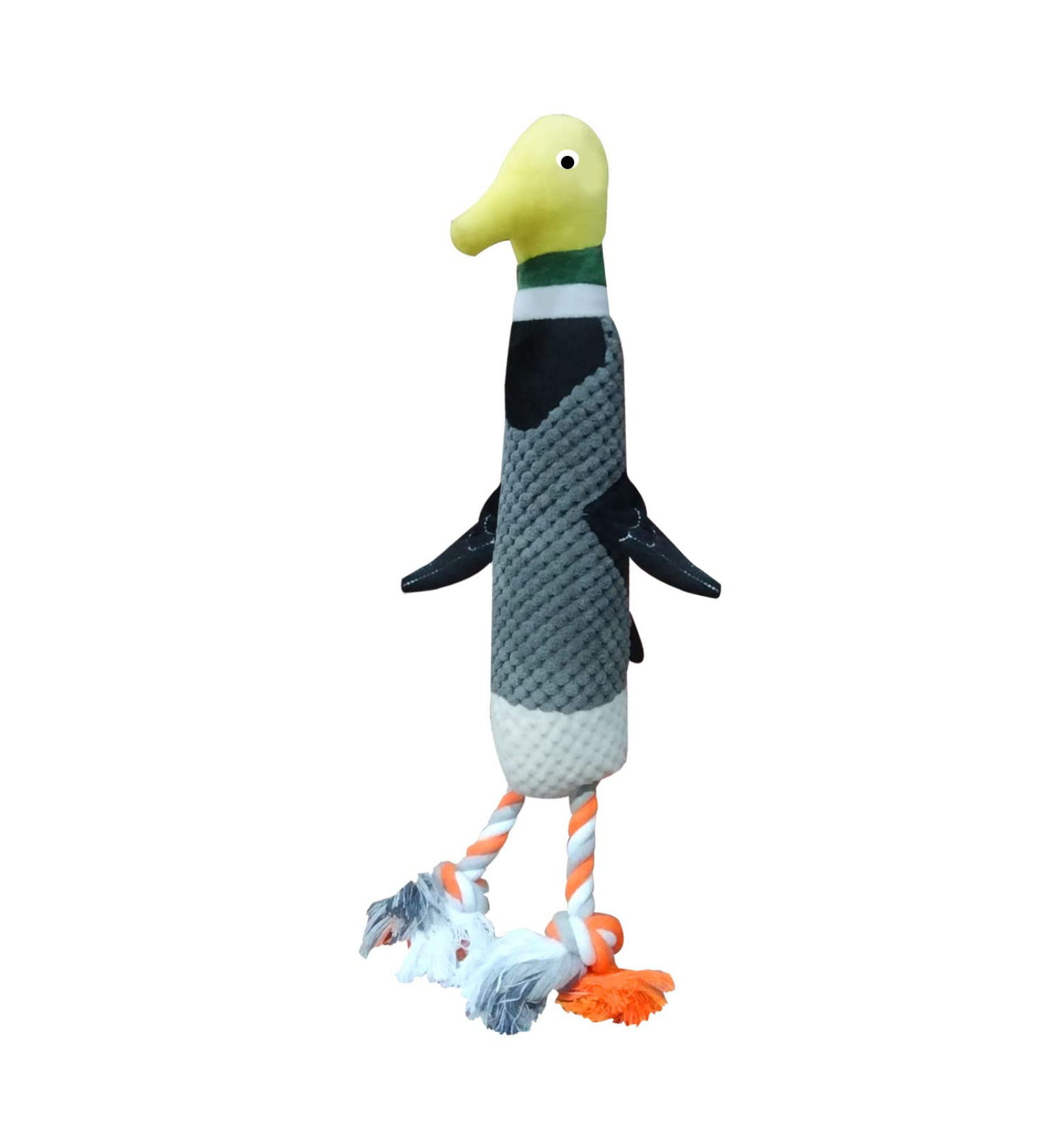 Penguin Grey Fabric Squeaky Plush Dog Toy