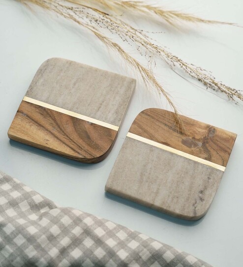 Square (Set of 2) Marble Table Coaster