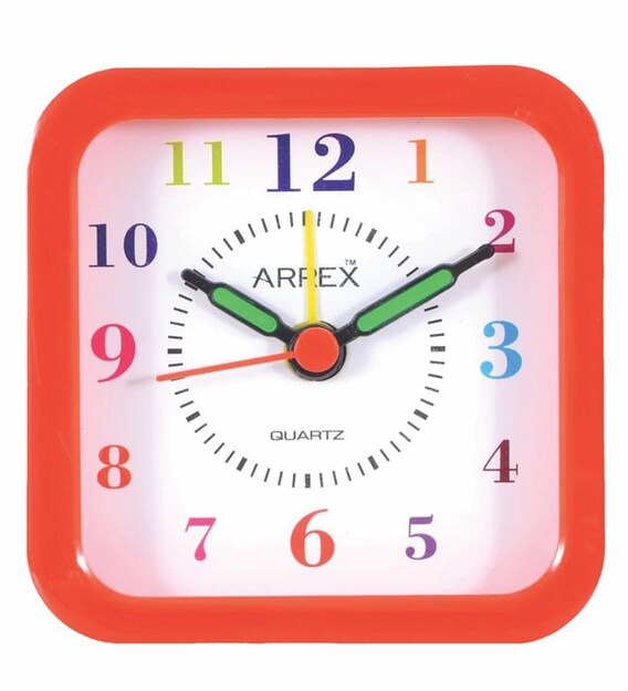 Buy Square Analog Alarm Table Clock in Red by Arrex Online Kids Table